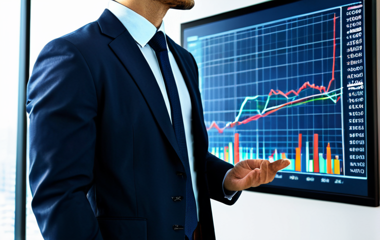 A professional financial analyst, fully clothed in a modest business suit, stands in a brightly lit, modern office. The background features abstract, holographic charts depicting fluctuating economic data and interest rate trends, symbolizing market forces. The analyst is in a natural pose, contemplating the data, with correct proportions, perfect anatomy, well-formed hands, and proper finger count. Professional photography, high quality, safe for work, appropriate content, professional dress, appropriate attire.