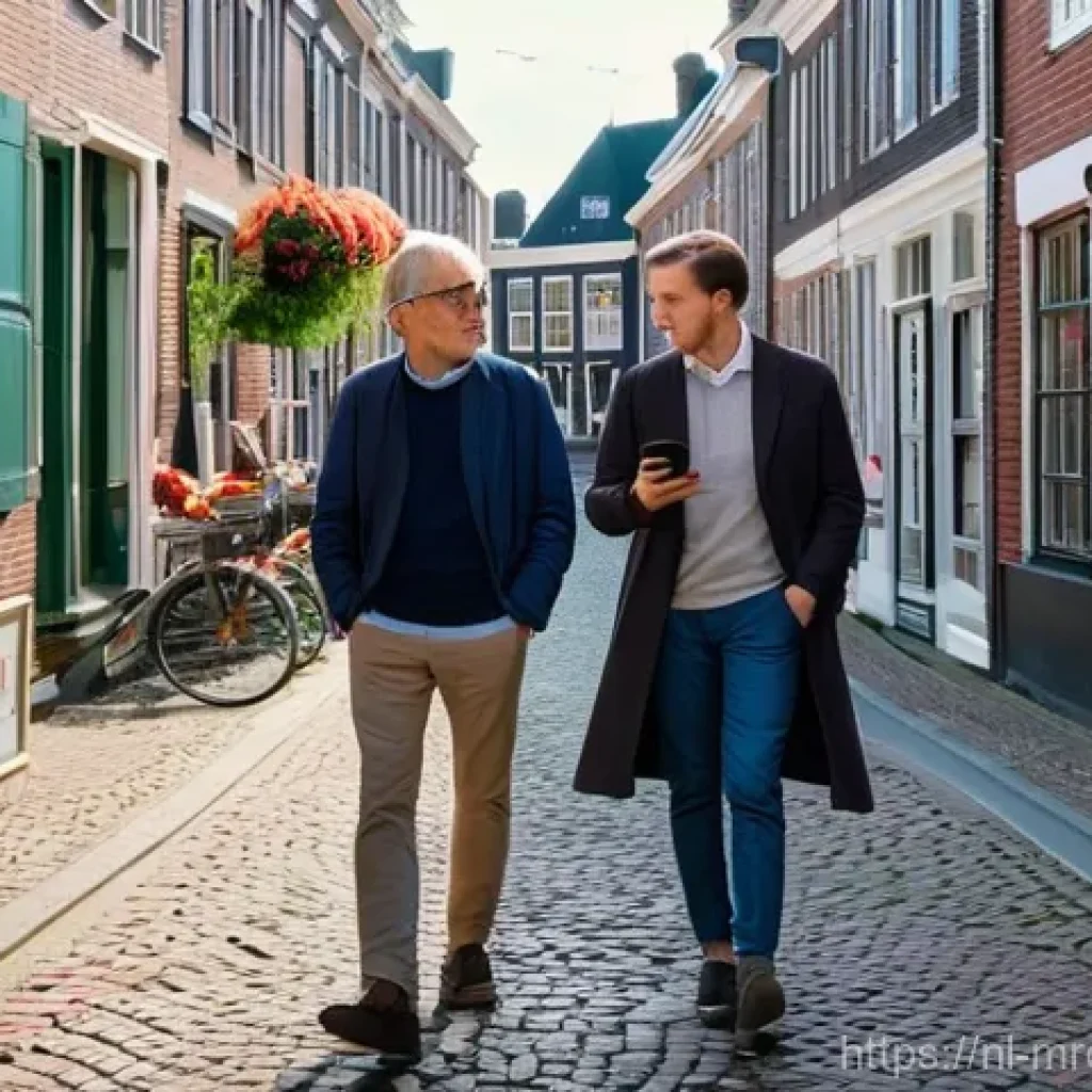 부동산 사이클의 심리적 요인과 투자 행동 - **Prompt:** A bustling street scene in a charming Dutch town, filled with diverse people of various ...