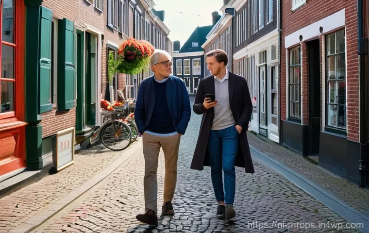 부동산 사이클의 심리적 요인과 투자 행동 - **Prompt:** A bustling street scene in a charming Dutch town, filled with diverse people of various ...