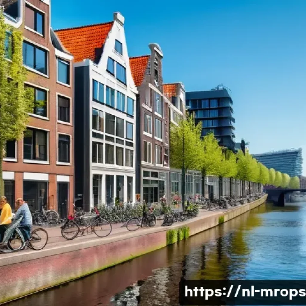 부동산 시장 사이클 분석을 위한 글로벌 사례 - A modern Dutch cityscape featuring high-rise residential buildings along a bustling canal, with cons...