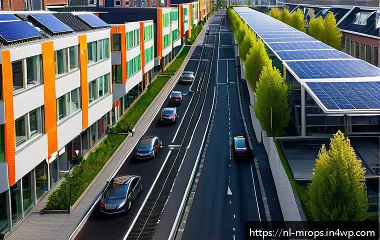 부동산 사이클의 경제적 파급효과 연구 - A vibrant urban Dutch neighborhood scene showcasing modern sustainable housing developments with sol...